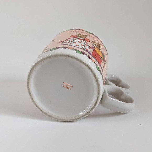 Vintage Bunny Rabbit Love Mug, Heart Shaped Handle, Valentine's Anniversary Gift - Picture 7 of 8